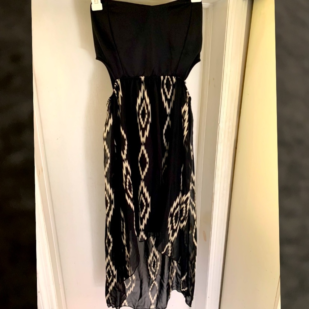 black and white hi-low dress